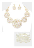 3pc Cream Pearl Cluster Necklace Set