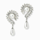 Marquise Rhinestone Pearl Clip On Earring