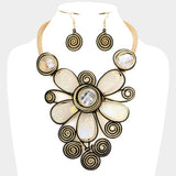 Celluloid Acetate Metal Wire Flower Statement Necklace Set