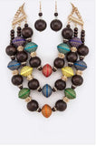 Mix Layer Wooden Bead Necklace Set