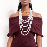 Elegance in White: Pearl Brooch Necklace Set